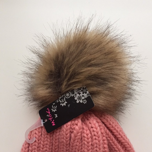NWT Pink Toque - Faux Fur Pom Pom (imperfect) - Picture 9 of 14